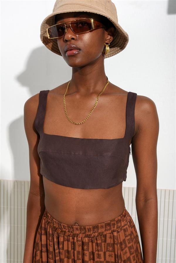 ARPYES COCONUT MILK CROP TOP BROWN