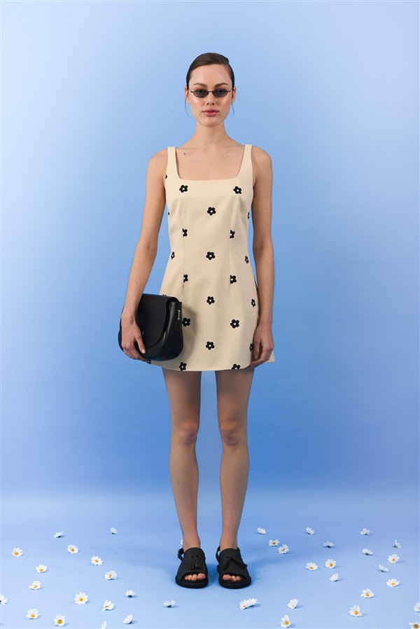 ARPYES DAISY MINI DRESS BLACK