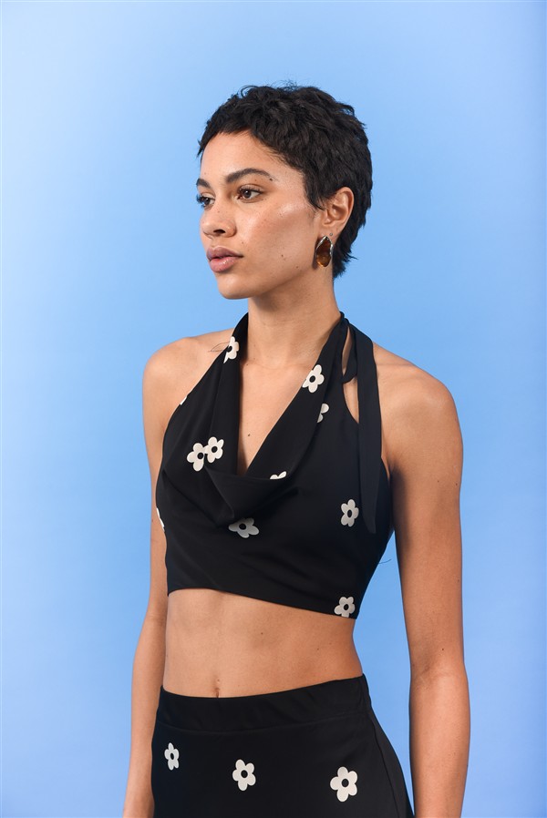 ARPYES DAISY TOP BLACK