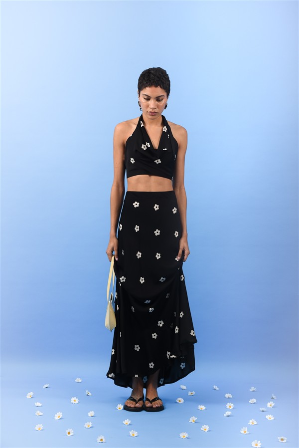 ARPYES DAISY TOP BLACK