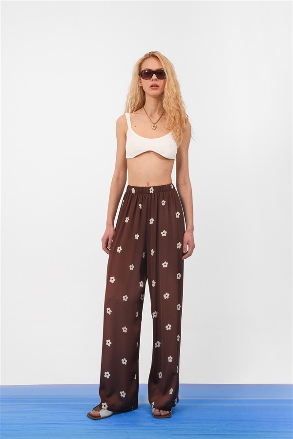 ARPYES DAISY VISCOSE PANTS BROWN