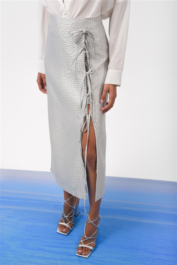 ARPYES LUA MIDI SKIRT SILVER