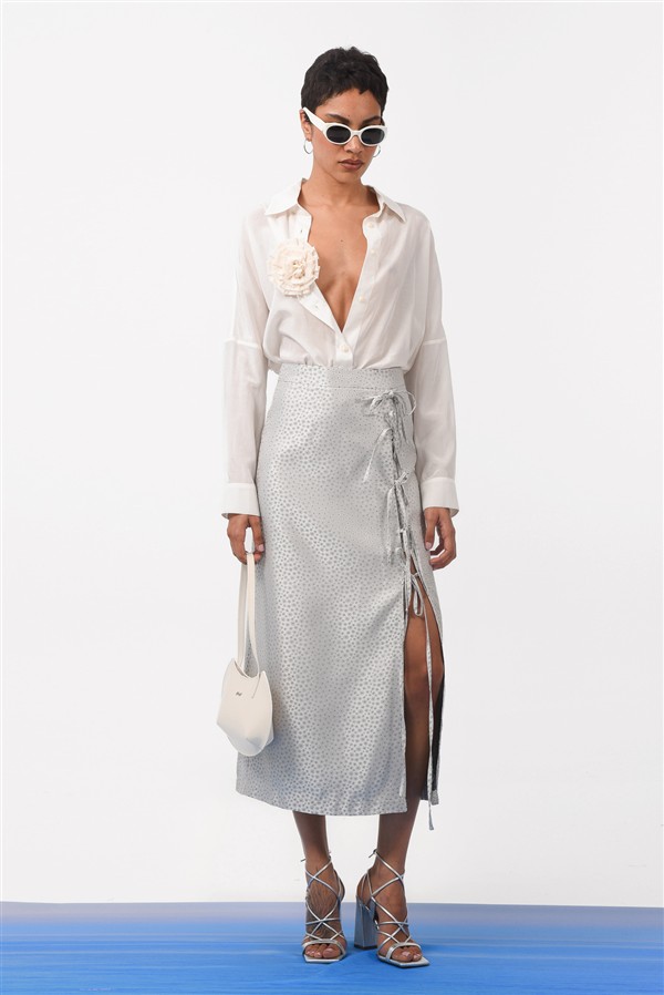 ARPYES LUA MIDI SKIRT SILVER