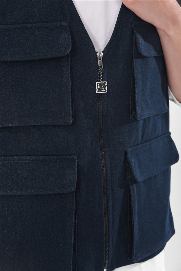 ARPYES OTZI DENIM VEST BLUE