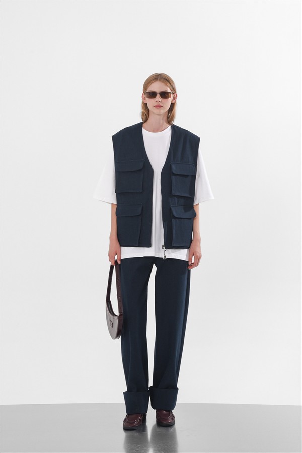 ARPYES OTZI DENIM VEST BLUE