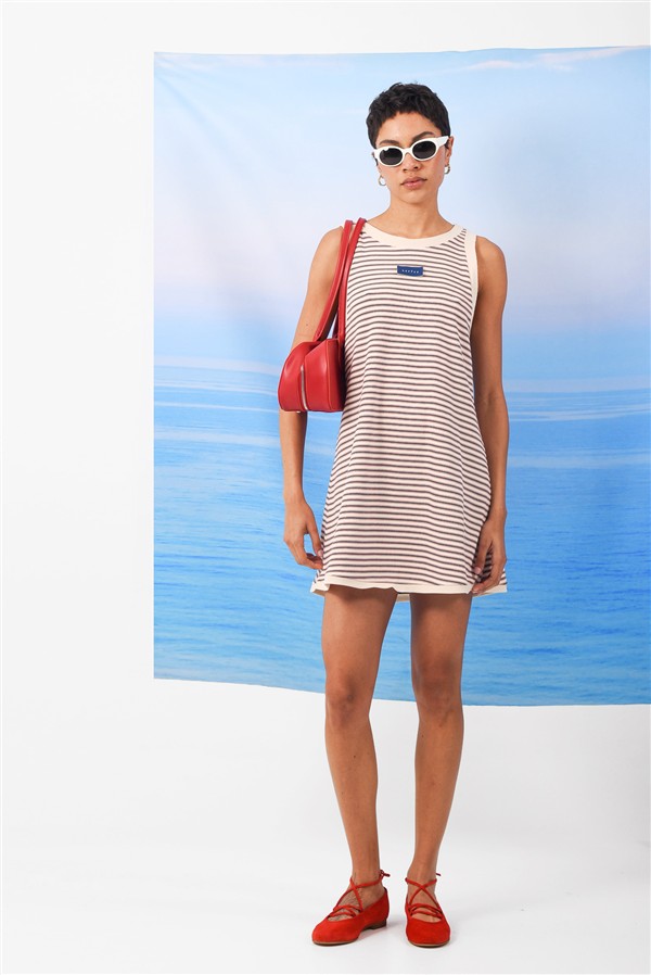 ARPYES SALT SKIN MINI DRESS BEIGE