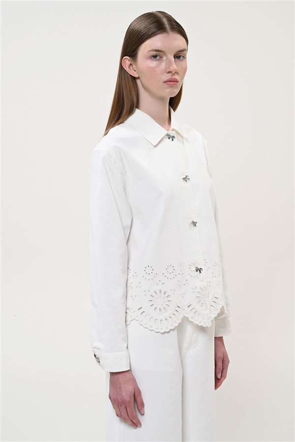 BOOM 002 BOW BUTTONS JACKET WHITE