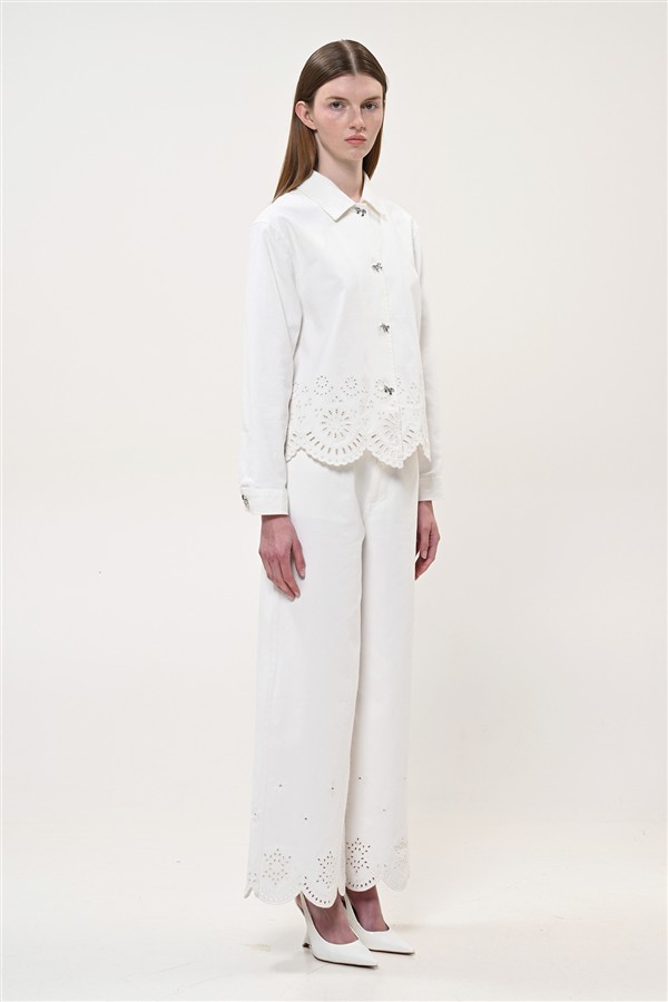 BOOM 002 BOW BUTTONS JEANS WHITE