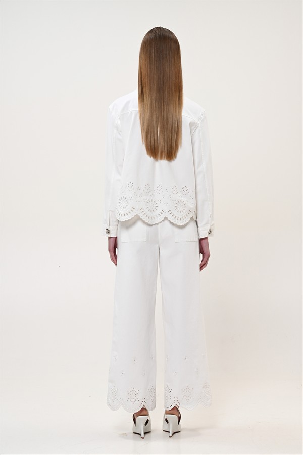 BOOM 002 BOW BUTTONS JEANS WHITE