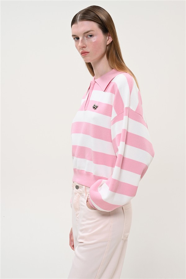 BOOM 002 POLO LONG SLEEVE STRIPES PINK