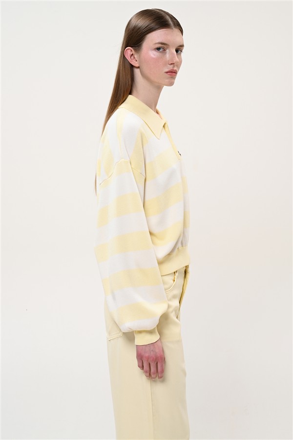 BOOM 002 POLO LONG SLEEVE STRIPES YELLOW
