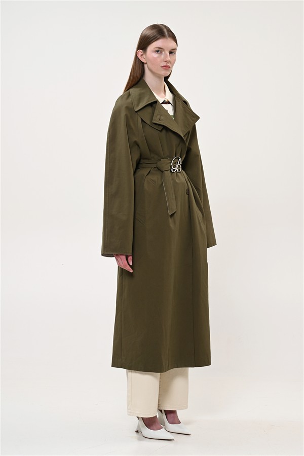 BOOM 003 LONG TRENCH COAT KHAKI