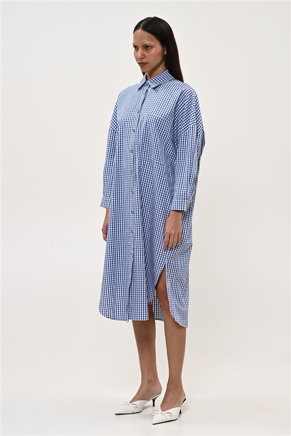 BOOM 003 SHIRT DRESS CHECK BLUE