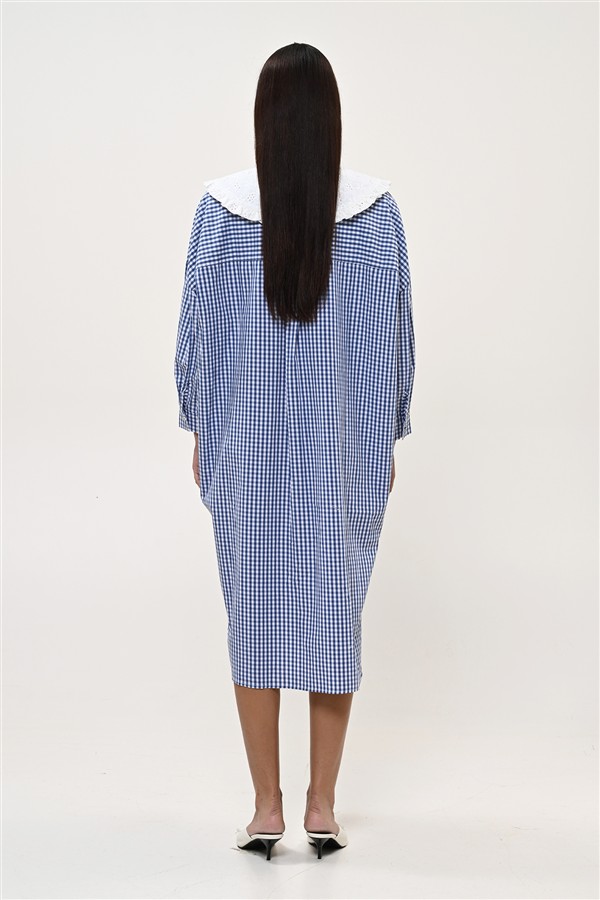 BOOM 003 SHIRT DRESS CHECK BLUE