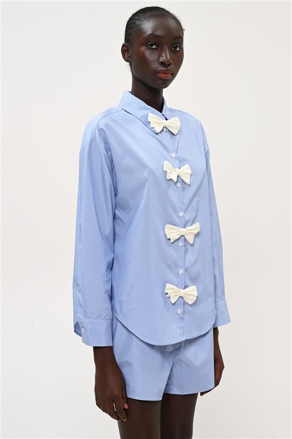 BOOM 004 BOW SHIRT STRIPES BLUE