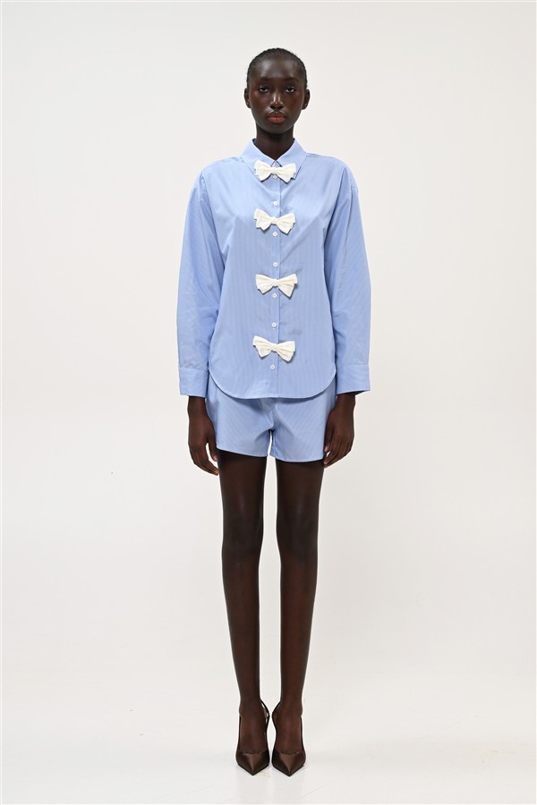 BOOM 004 BOW SHIRT STRIPES BLUE