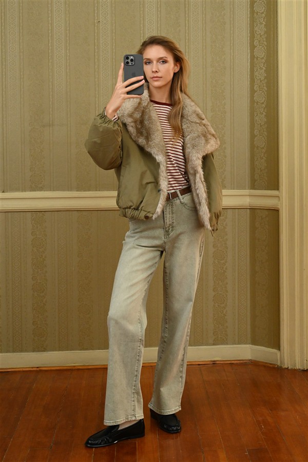 BOOM 004 FUR JACKET OLIVE
