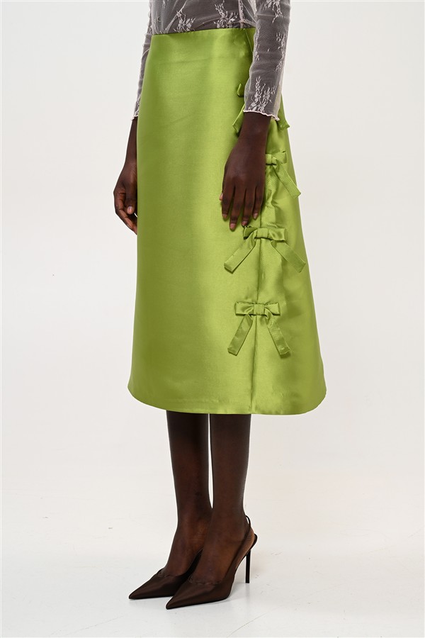 BOOM 005 BOW MIDI SKIRT GREEN