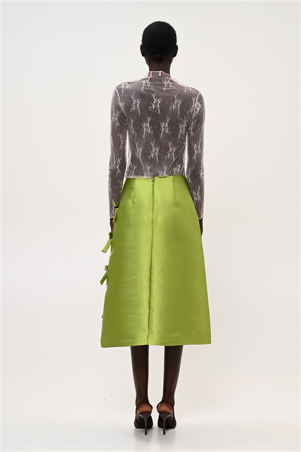 BOOM 005 BOW MIDI SKIRT GREEN