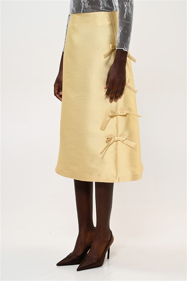 BOOM 005 BOW MIDI SKIRT YELLOW