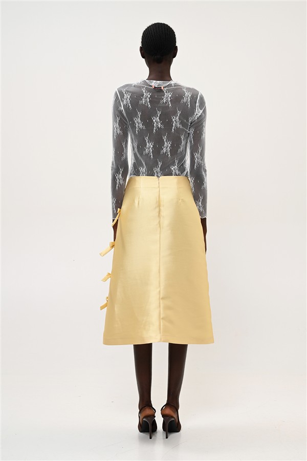 BOOM 005 BOW MIDI SKIRT YELLOW
