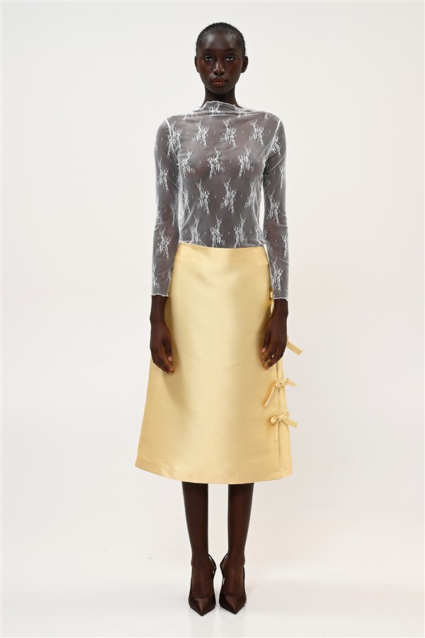 BOOM 005 BOW MIDI SKIRT YELLOW
