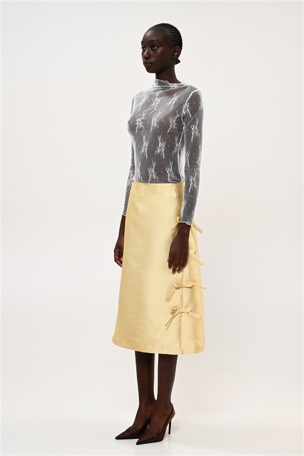 BOOM 005 BOW MIDI SKIRT YELLOW