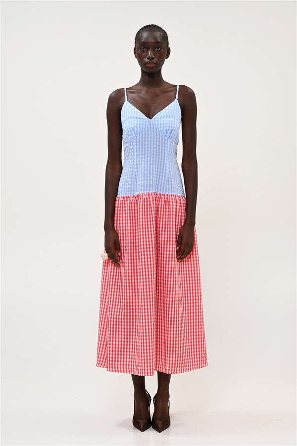 BOOM 005 PICNIC DRESS CHECK BABY BLUE