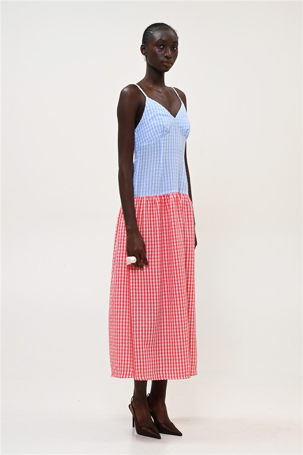 BOOM 005 PICNIC DRESS CHECK BABY BLUE