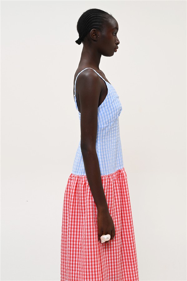 BOOM 005 PICNIC DRESS CHECK BABY BLUE