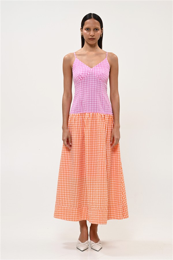 BOOM 005 PICNIC DRESS CHECK FUCHSIA