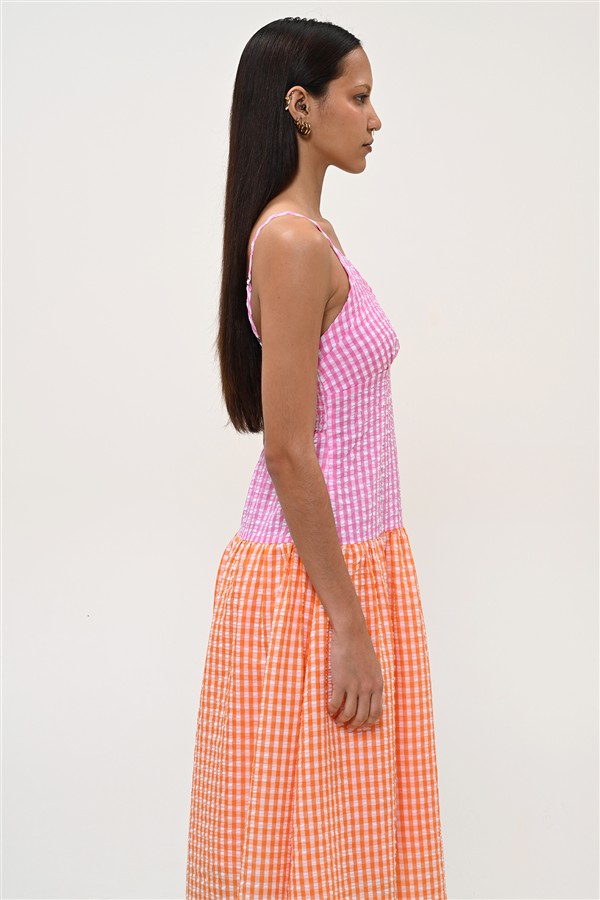 BOOM 005 PICNIC DRESS CHECK FUCHSIA