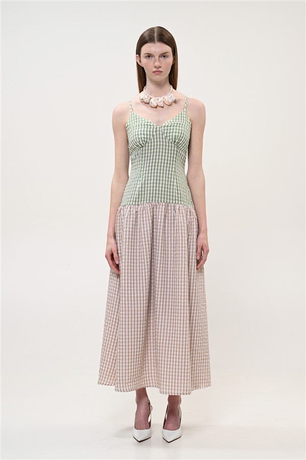 BOOM 005 PICNIC DRESS CHECK GREEN