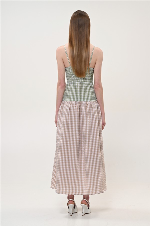 BOOM 005 PICNIC DRESS CHECK GREEN