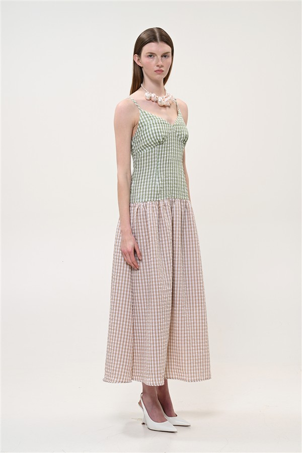 BOOM 005 PICNIC DRESS CHECK GREEN