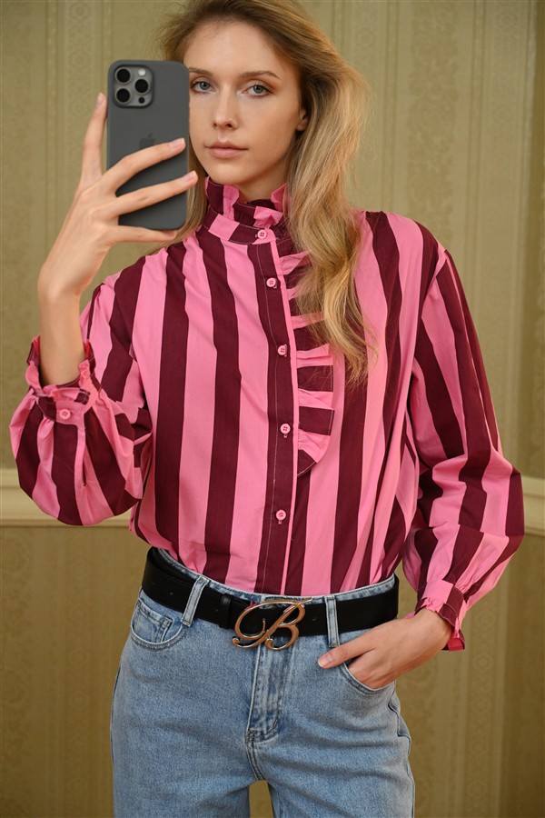 BOOM 011 STRIPES SHIRT PINK
