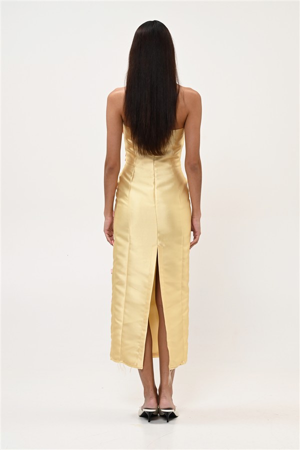 BOOM 013 BOW STRAPLESS DRESS YELLOW