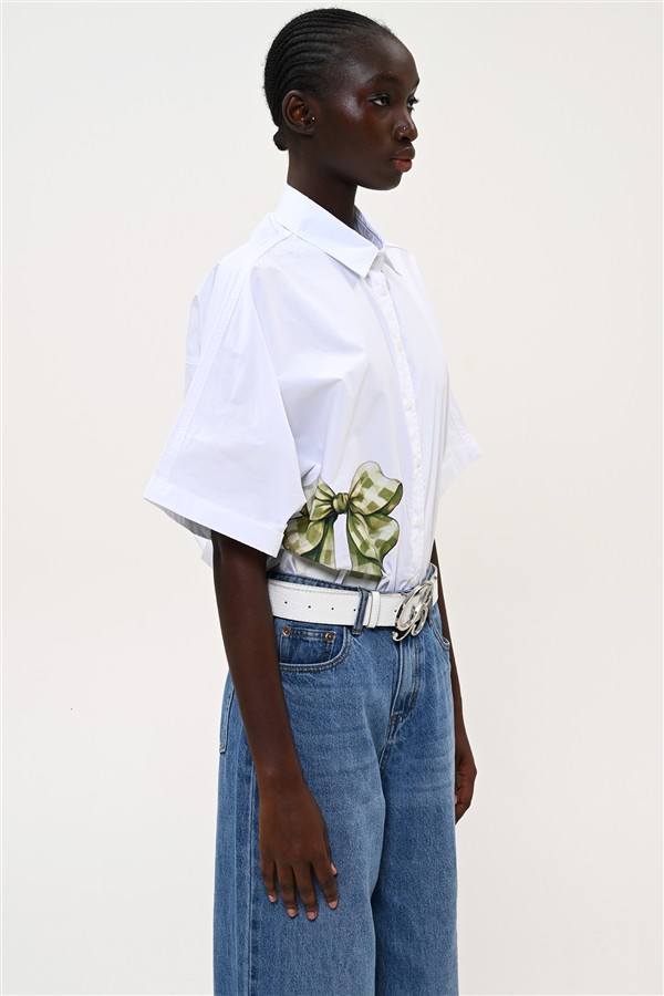 BOOM 014 BIG BOW SHIRT WHITE