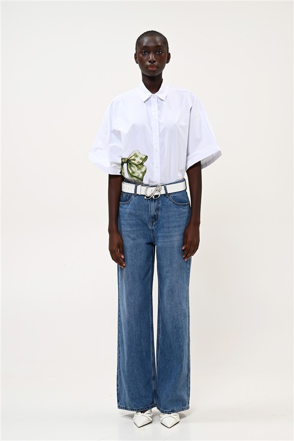 BOOM 014 BIG BOW SHIRT WHITE