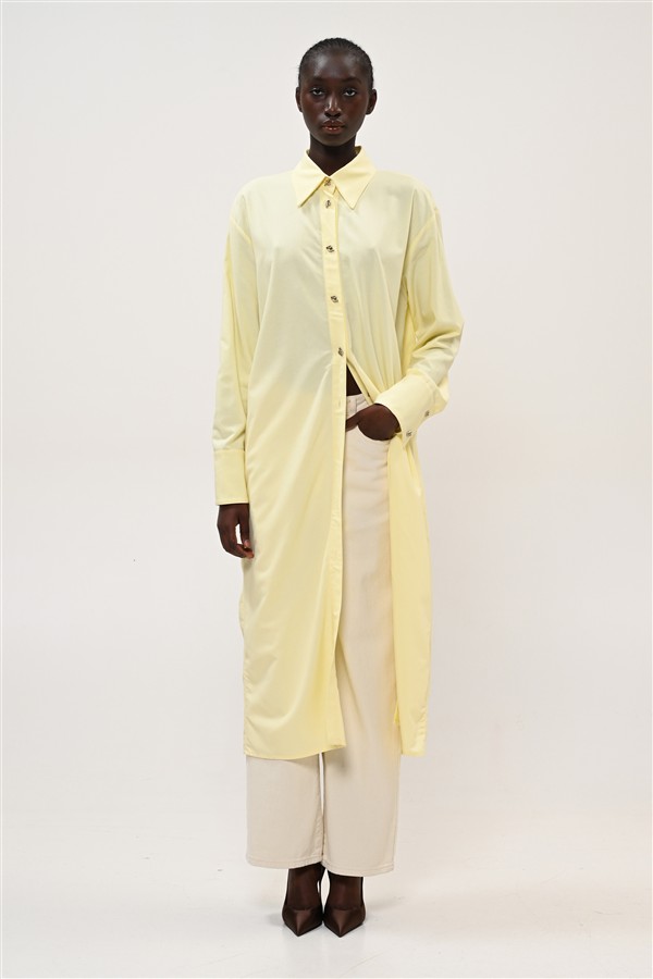 BOOM 015 BELTED SHIRT DRESS YELLOW