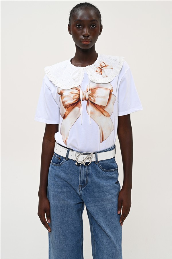 BOOM 016 BOW T-SHIRT BEIGE