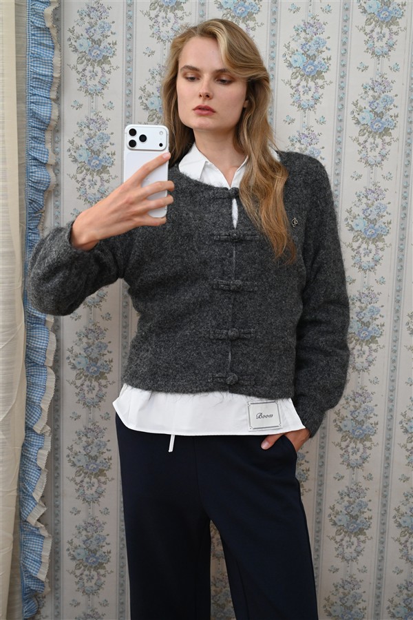 BOOM 016 KNOT CARDIGAN GREY