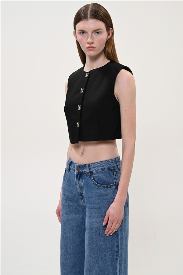 BOOM 022 CROP VEST BLACK