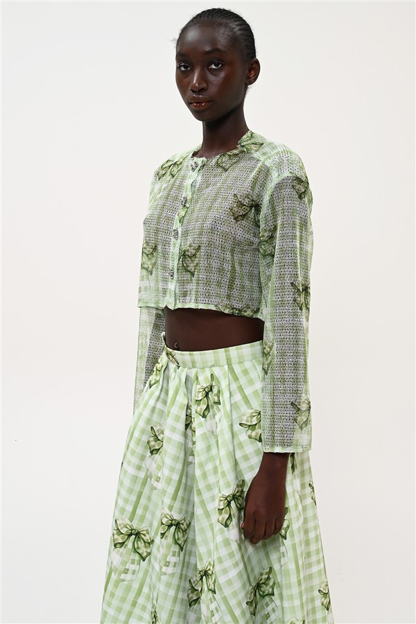 BOOM 023 CROP SHEER TOP GREEN