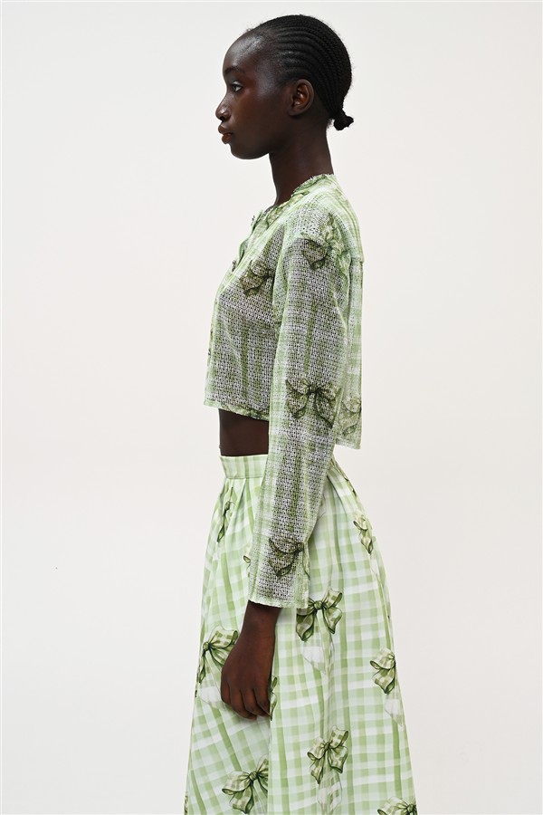 BOOM 023 CROP SHEER TOP GREEN