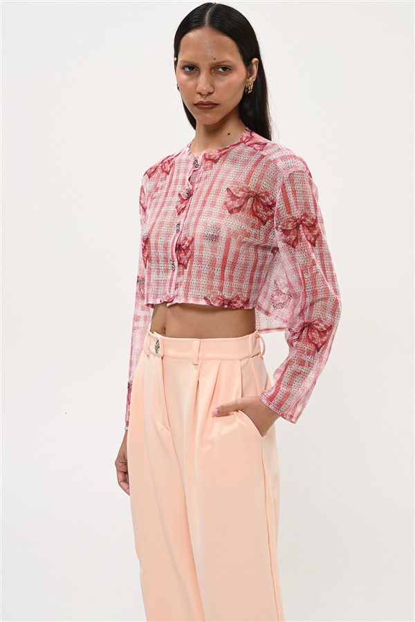 BOOM 023 CROP SHEER TOP PINK