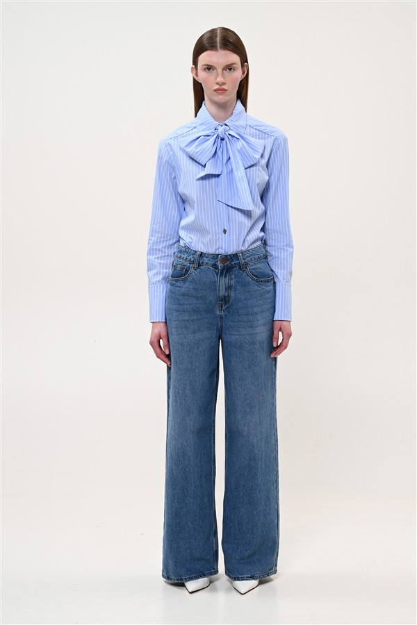 BOOM 024 BELTED SHIRT BLUE
