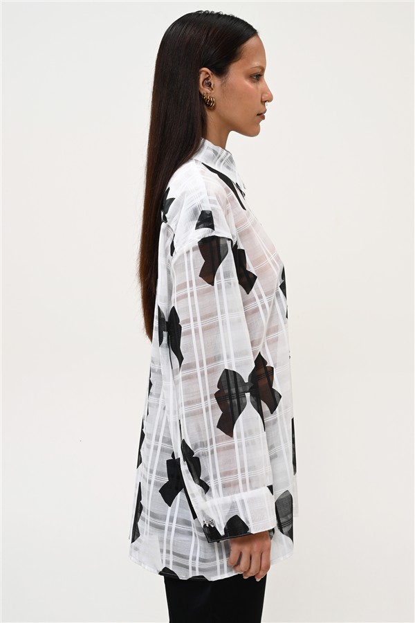 BOOM 033 BOW SHIRT B/W