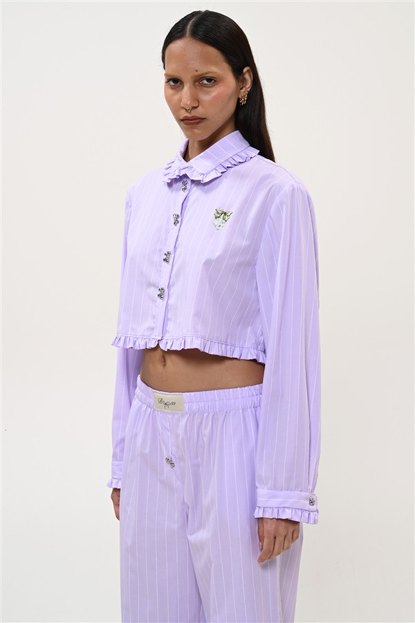 BOOM 035 CROP SHIRT STRIPES LILAC
