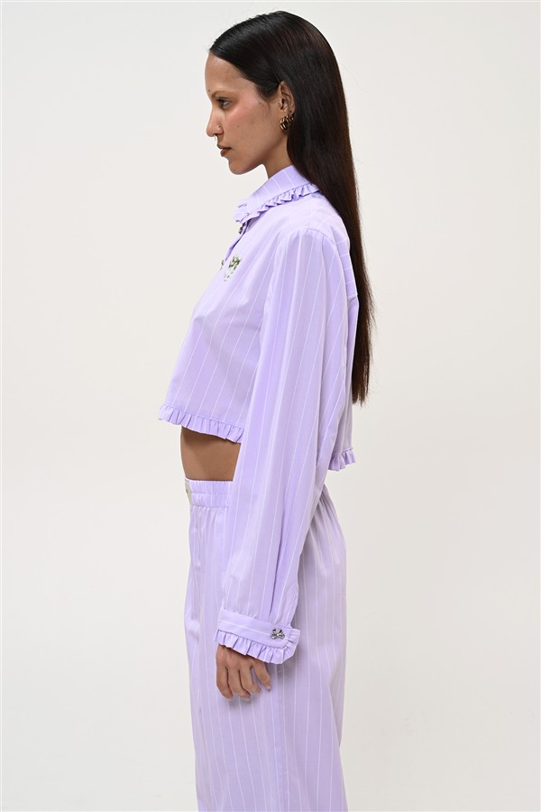BOOM 035 CROP SHIRT STRIPES LILAC